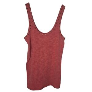 POL Womens Boho Ribbed Studded Scoop Neck Tank Top Size Large